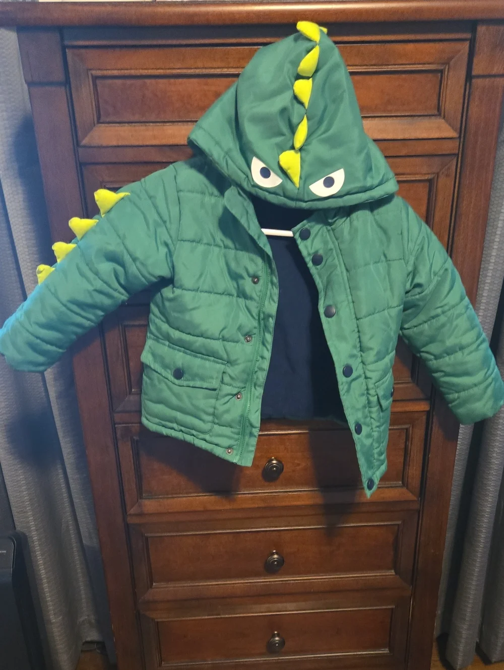 Little Me Kids Green Dinosaur Hooded Puffer Coat